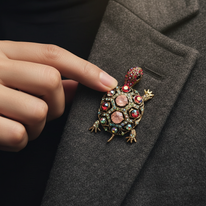 Turtle Crystal Brooch image 0