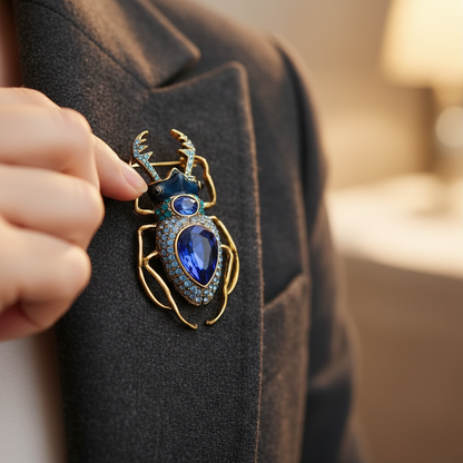 Blue Beetle Enamel Brooch image 0