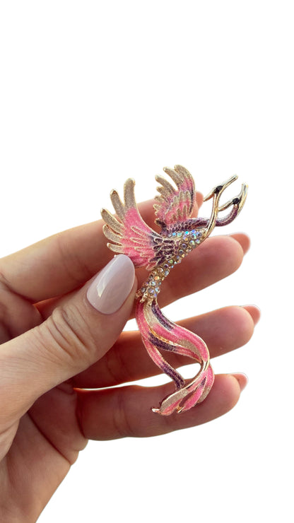 Pink Birds Brooch - Charming Statement Accessory