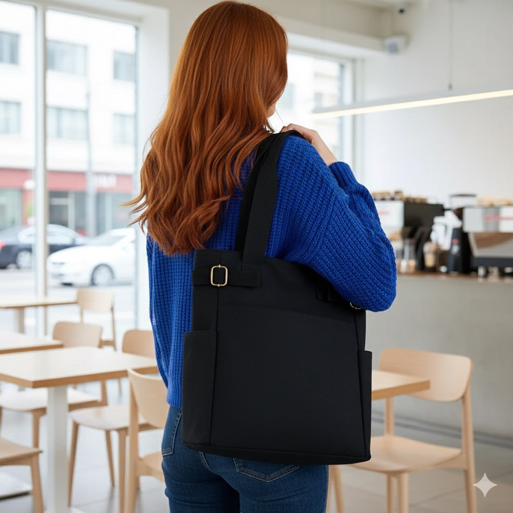Handmade Cotton-Lined Canvas London Black Tote Bag  image 0