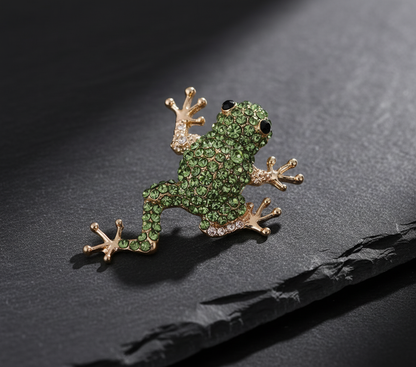 Green Crystal Frog Brooch – Statement Jewellery Accessory image 4