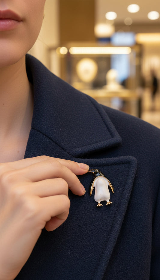 Penguin Brooch – Elegant Animal Pin image 0