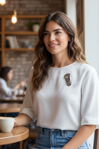 Abstract Face Design Decorative Lapel Brooch