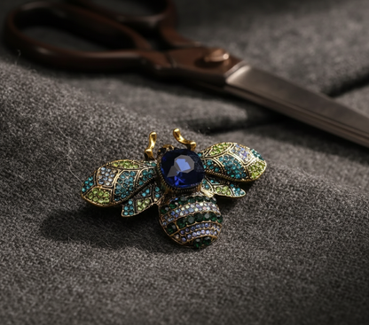 Blue Crystal Bee Brooch – Statement Jewellery Accessory image 3