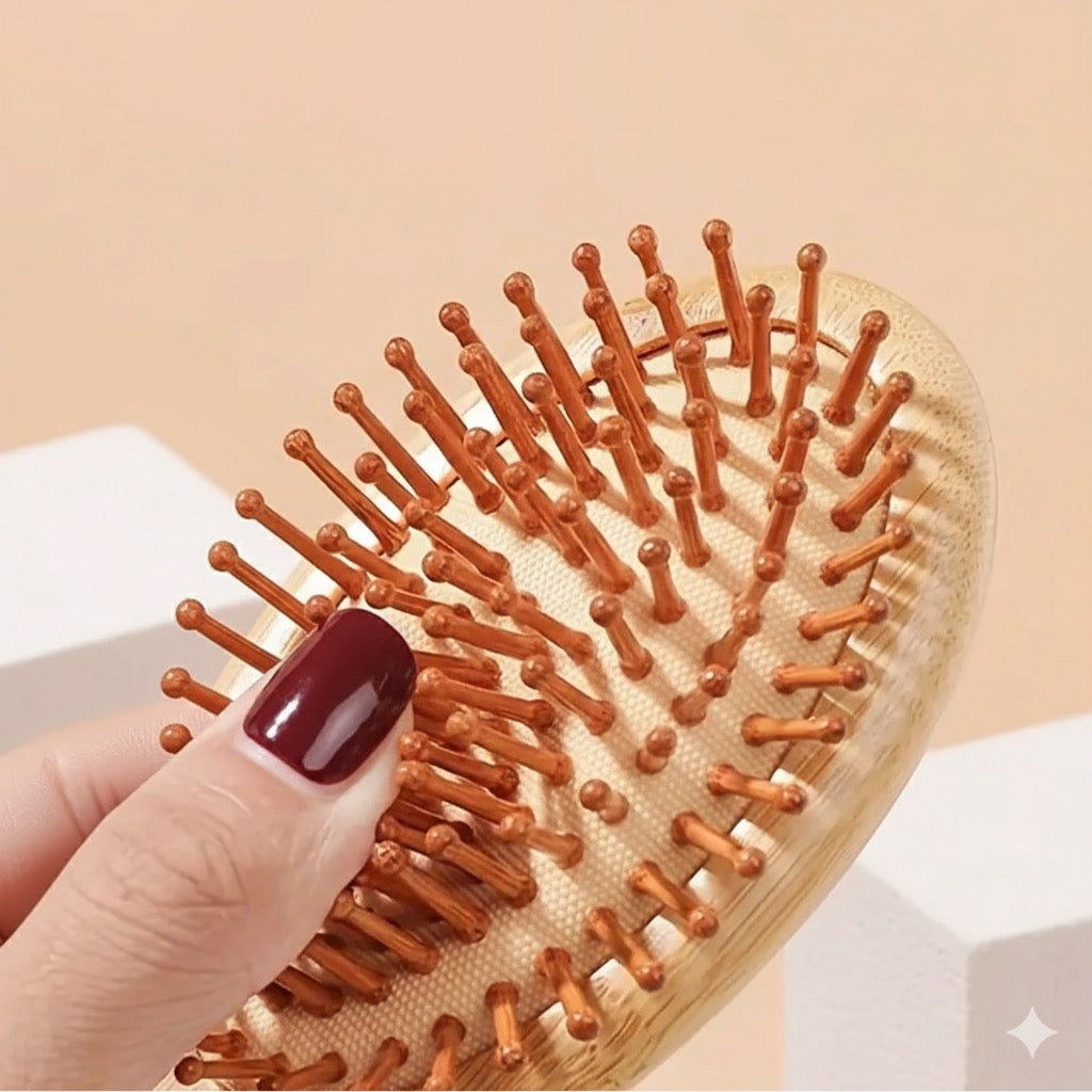 Sustainable Oval Bamboo Hairbrush – Gentle Care for Healthy Hair image 0