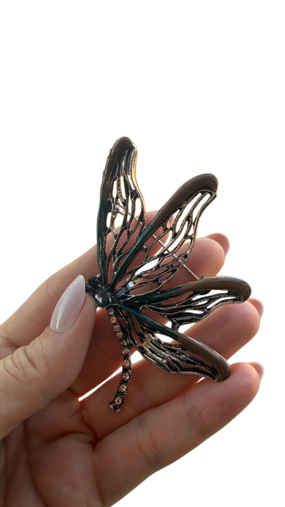 White and Brown Butterfly Brooch (Large size)