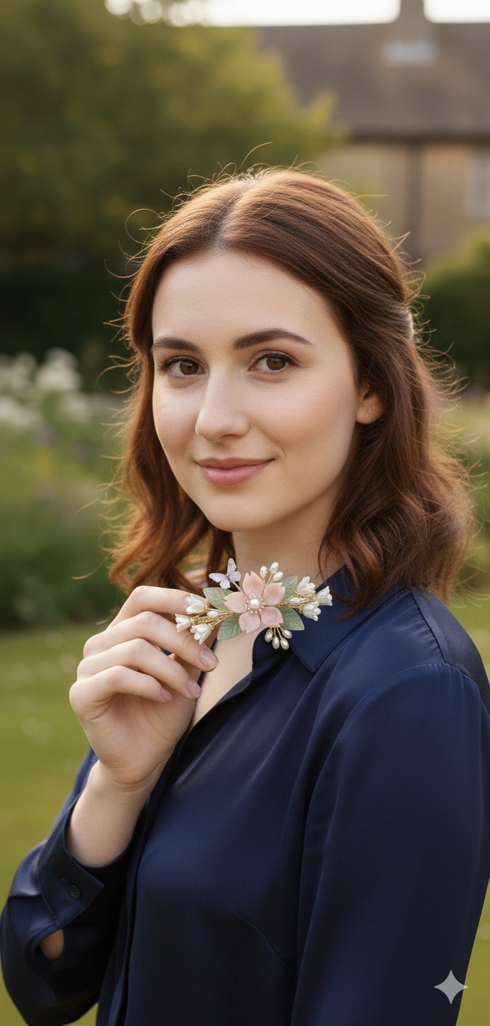 Pink Floral Hair Pin Clips – Elegant Hair Accessories  image 1