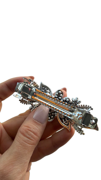 Blue & Rose gold Rhinestone Metal Hair Clips