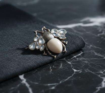Pearl Bee Crystal Brooch image 2