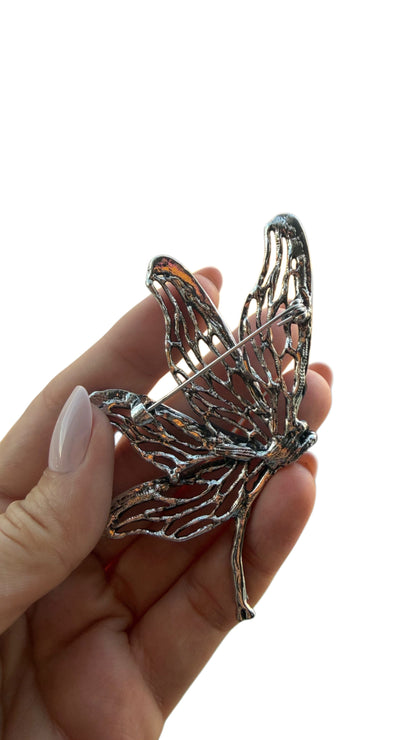White and Brown Butterfly Brooch (Large size)