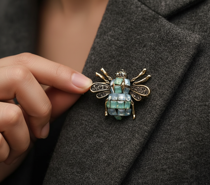 Turquoise Crystal Bee Brooch – Statement Jewellery Accessory image 0