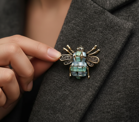 Turquoise Crystal Bee Brooch – Statement Jewellery Accessory image 0
