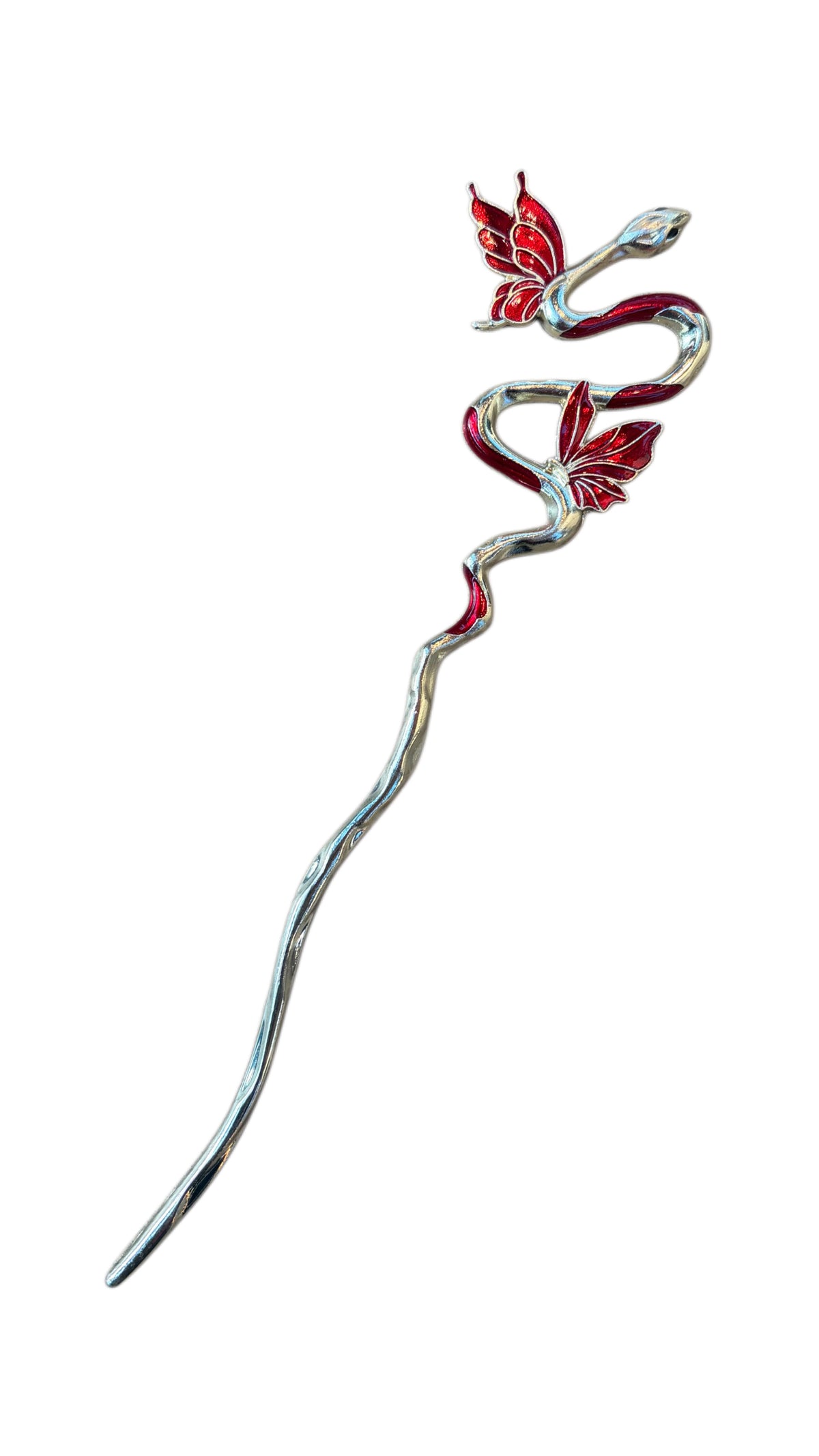 Red Snake Hairpin – Statement Hair Accessory