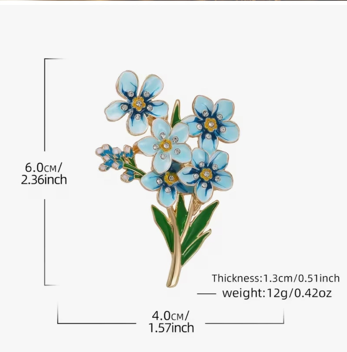 Forget Me Not Metal Brooch