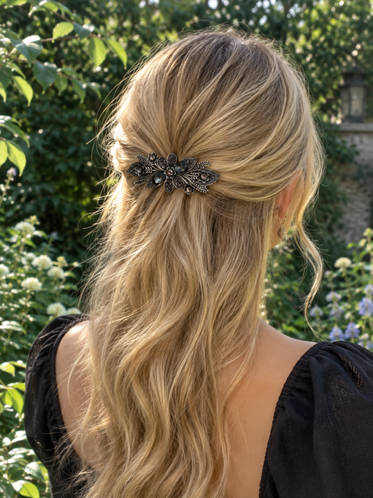 Blue & Rose gold Rhinestone Metal Hair Clips