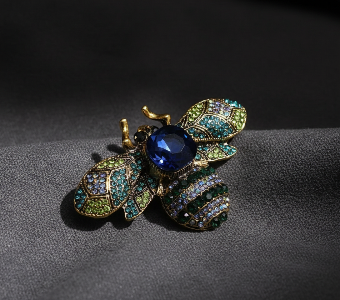 Blue Crystal Bee Brooch – Statement Jewellery Accessory image 4