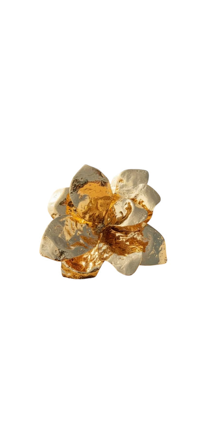 Modern Large Metal Flower Brooch