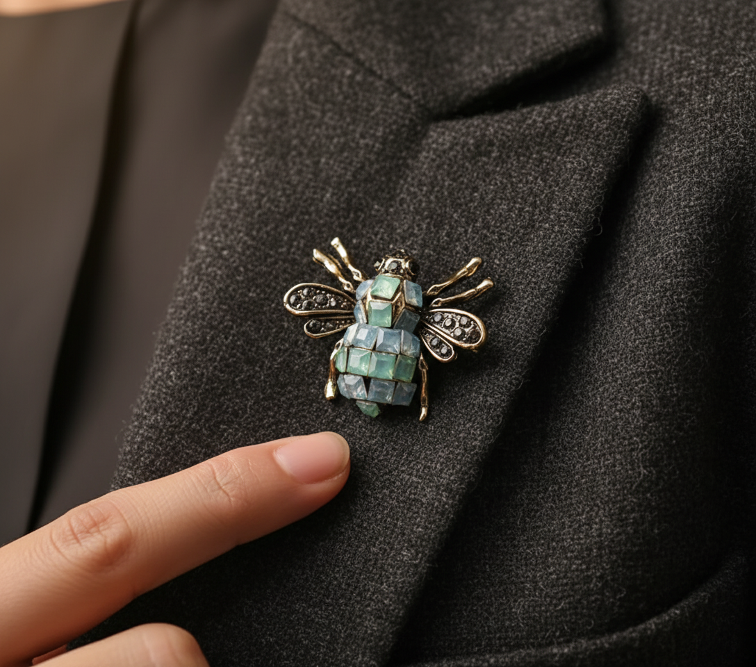 Turquoise Crystal Bee Brooch – Statement Jewellery Accessory image 2