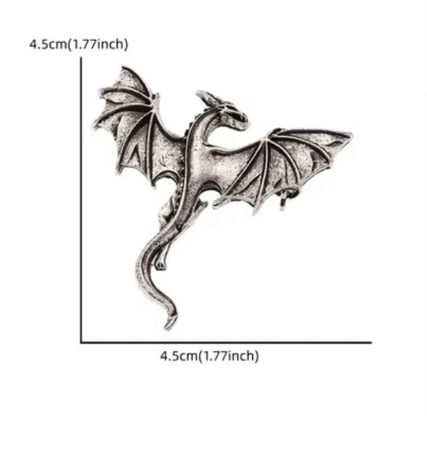 Dragon Silver Color Metal Brooch