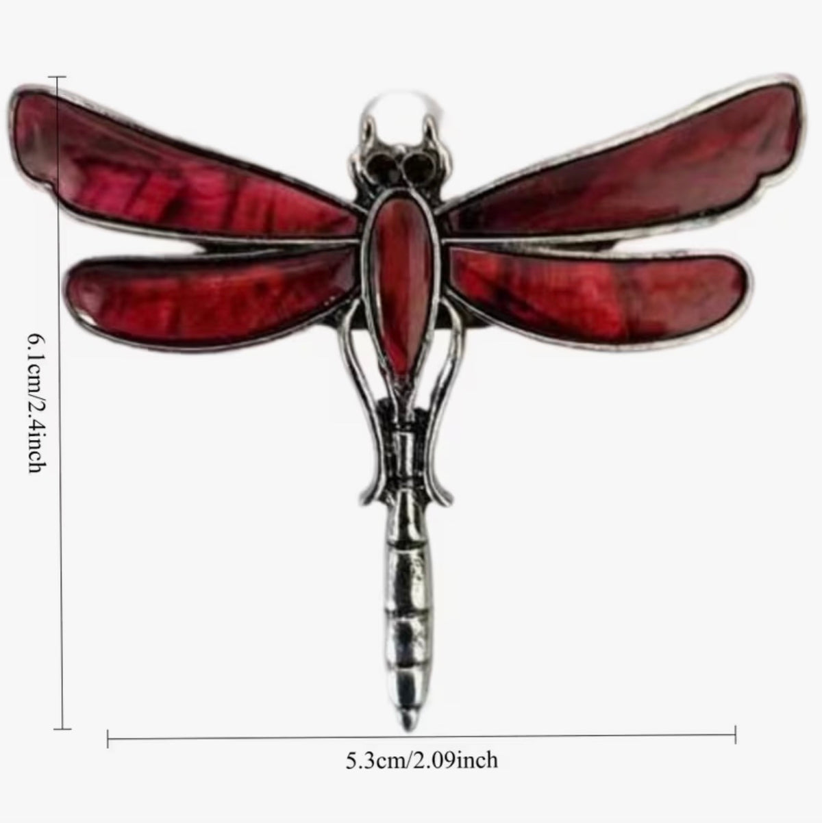 Iridescent Abalone Shell Dragonfly Brooch - Silver-Tone Nature Inspired Statemen