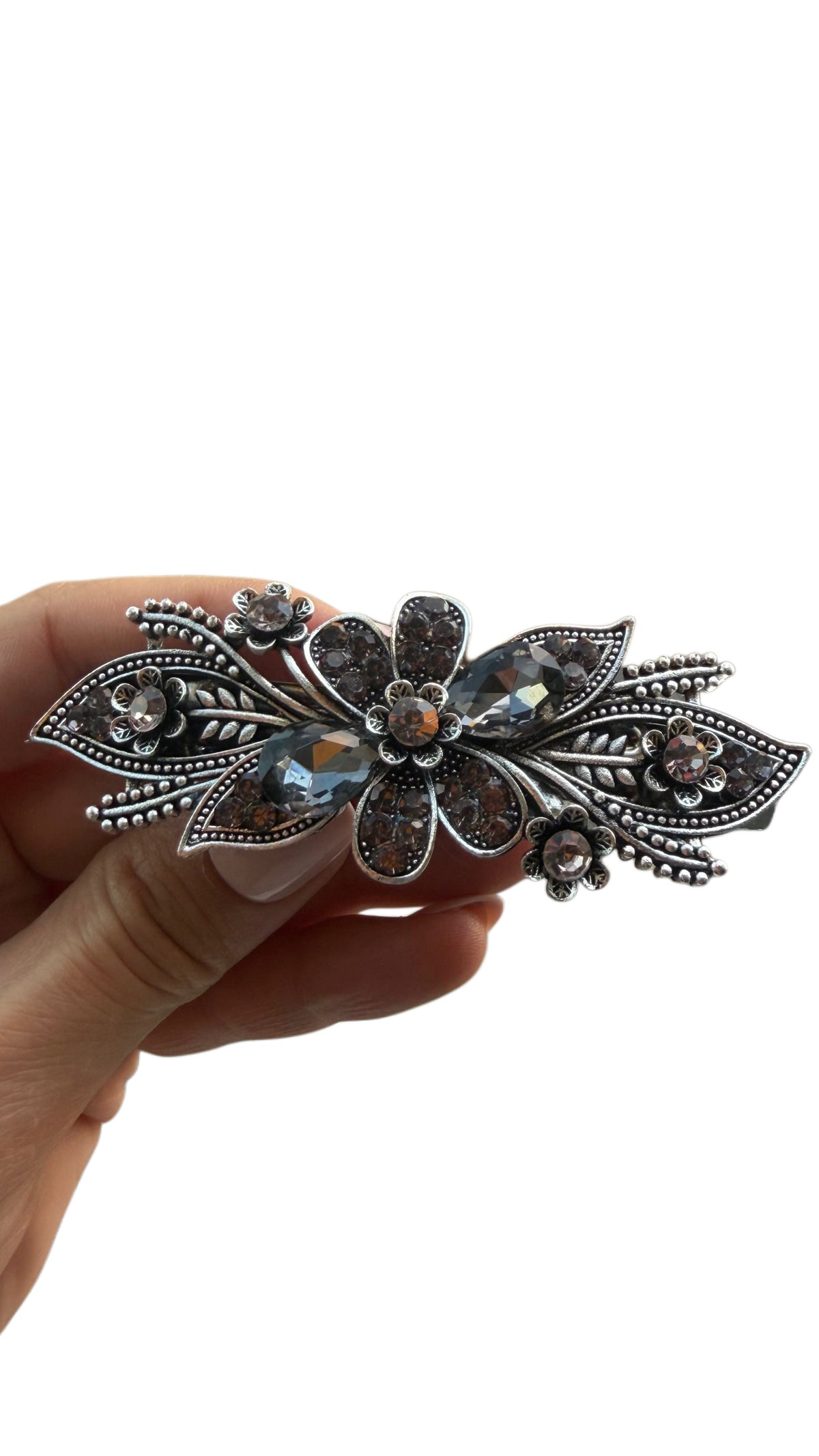 Blue & Rose gold Rhinestone Metal Hair Clips