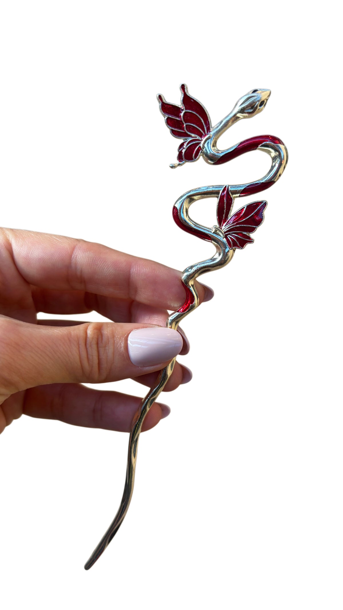 Red Snake Hairpin – Statement Hair Accessory
