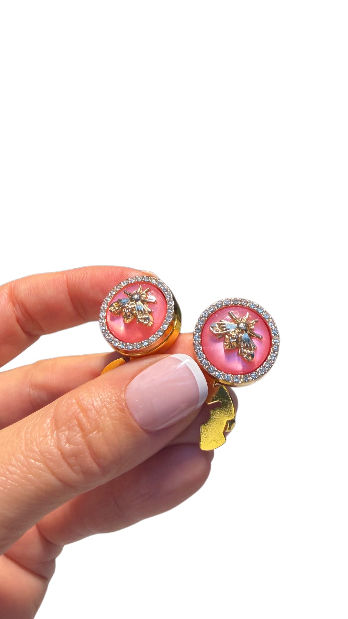 Bee Button Cover with Crystal Detail