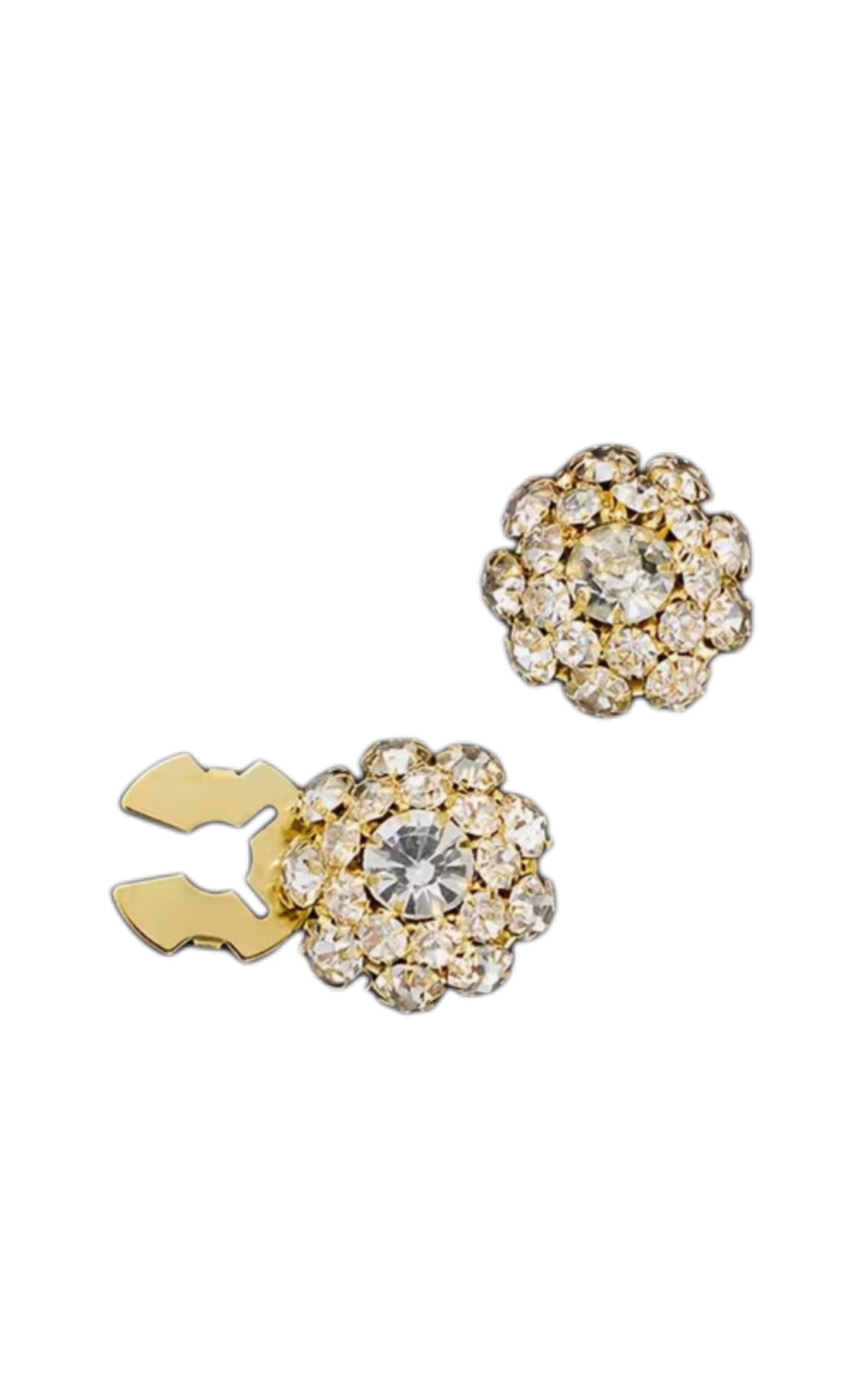 Crystal Flower Button Cover Brooch – Elegant Shirt Accessory