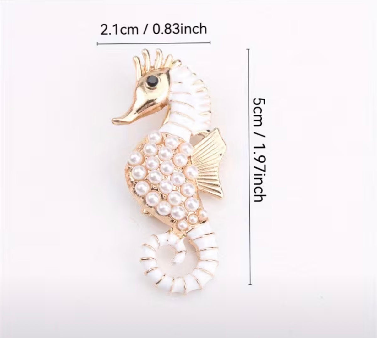 Pearl Seahorse Brooch