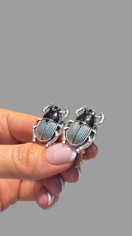 Silver-Tone Beetle Button Cover – Insect Design