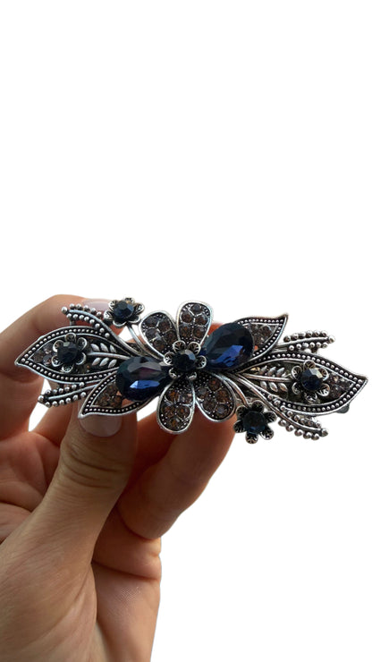 Blue & Rose gold Rhinestone Metal Hair Clips