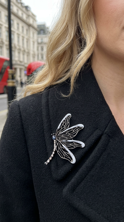 White and Brown Butterfly Brooch (Large size)