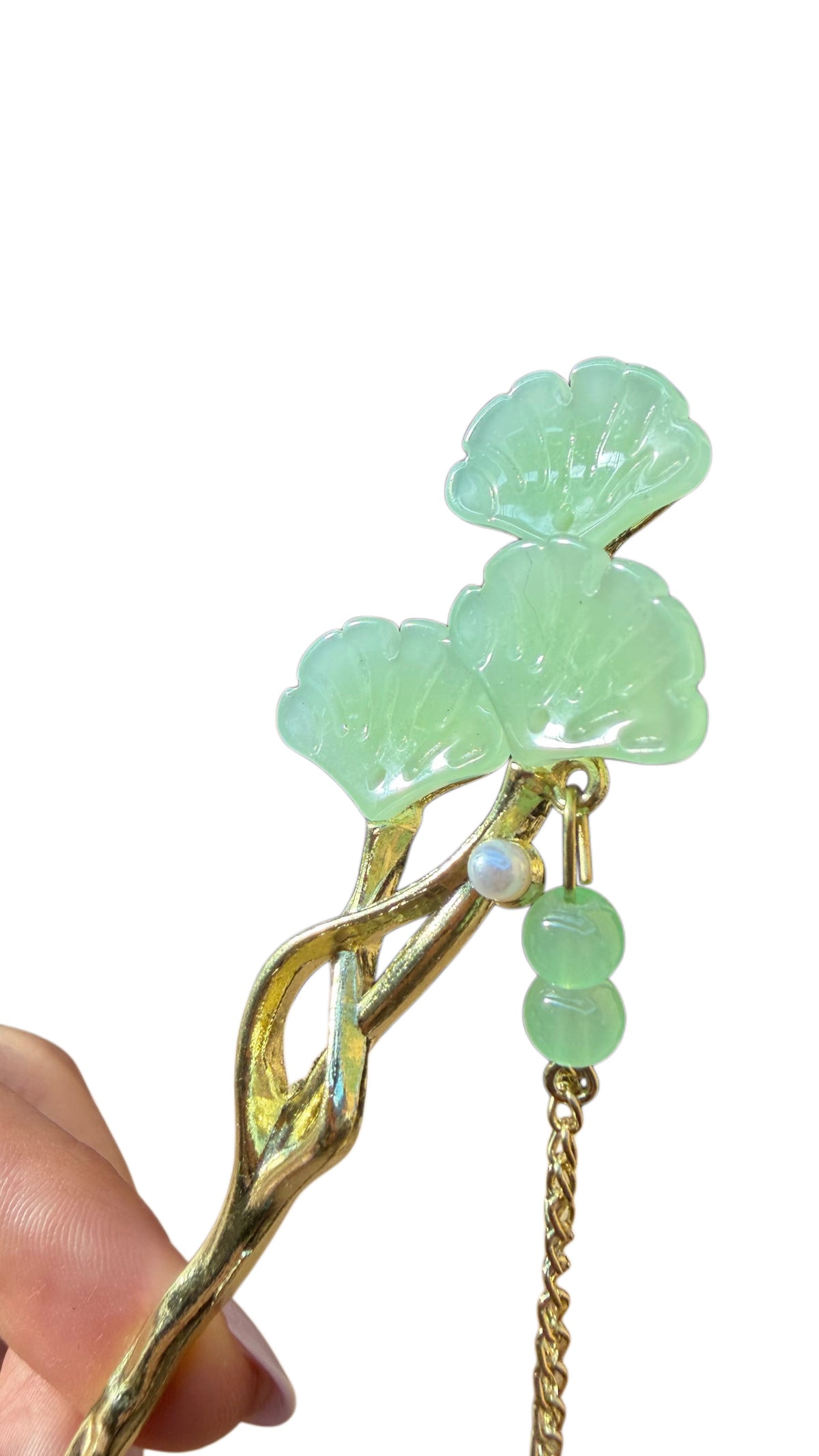 Green Gingko Metal Hairpin
