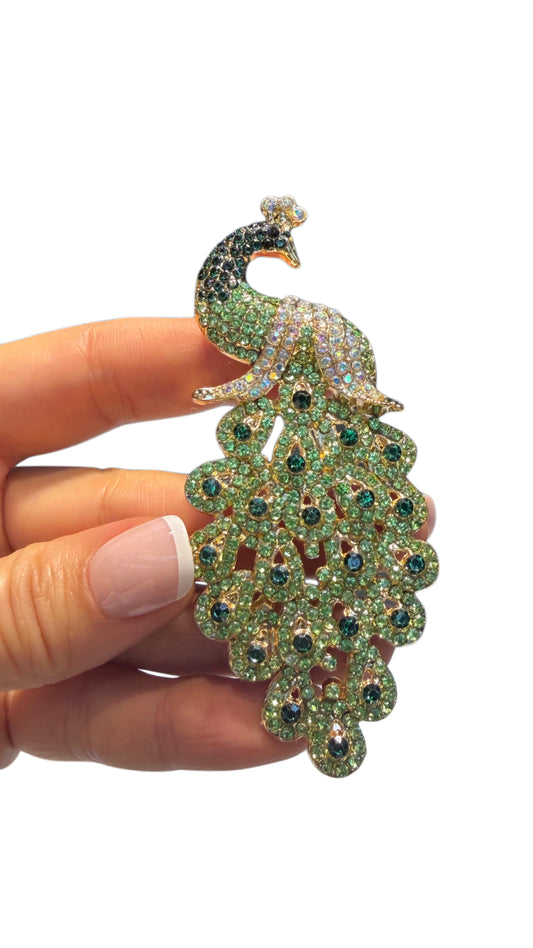Green Peacock Brooch