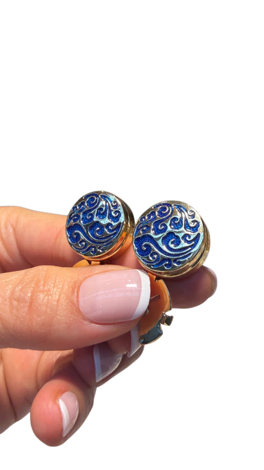 Blue & Silver Clip-On Button Covers (Christmas Gift Edition)