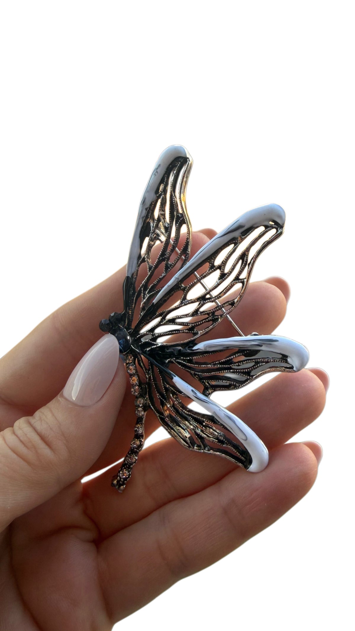White and Brown Butterfly Brooch (Large size)