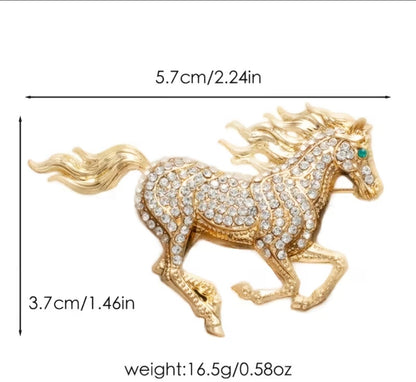 Crystal Shine Horse Brooch