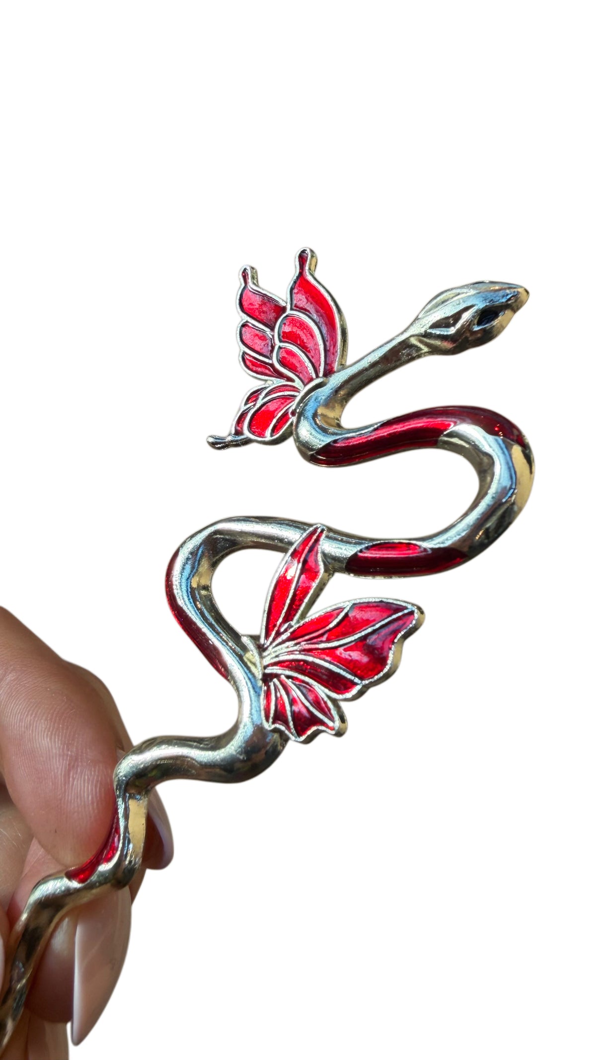 Red Snake Hairpin – Statement Hair Accessory