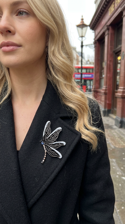 White and Brown Butterfly Brooch (Large size)