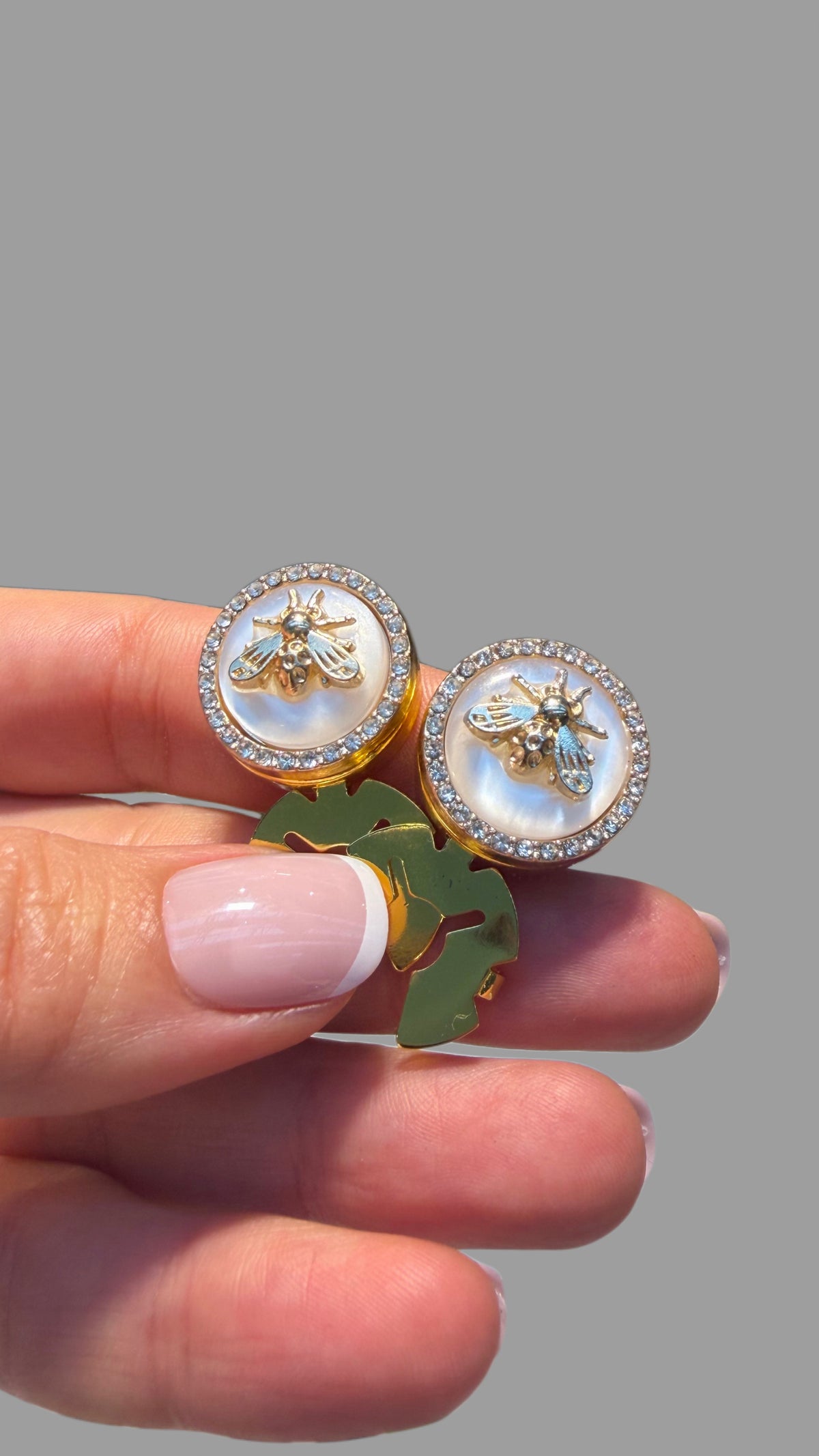 Bee Button Cover with Crystal Detail