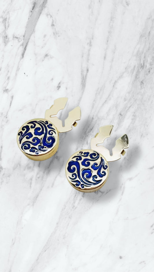 Blue & Silver Clip-On Button Covers (Christmas Gift Edition)