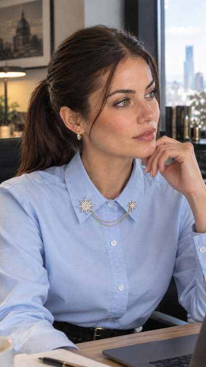 Double Stars Collar Pin - Celestial Accessory
