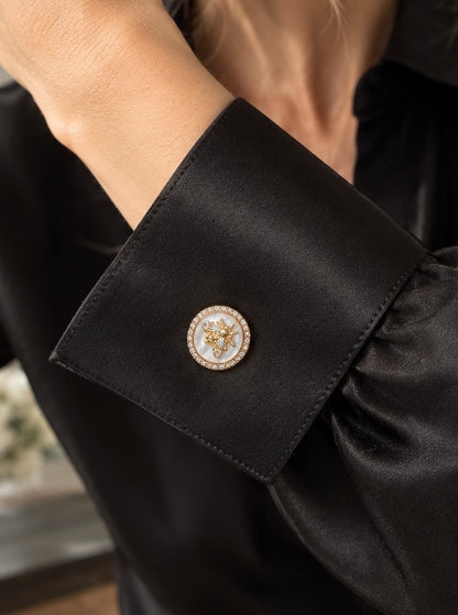 Bee Button Cover with Crystal Detail
