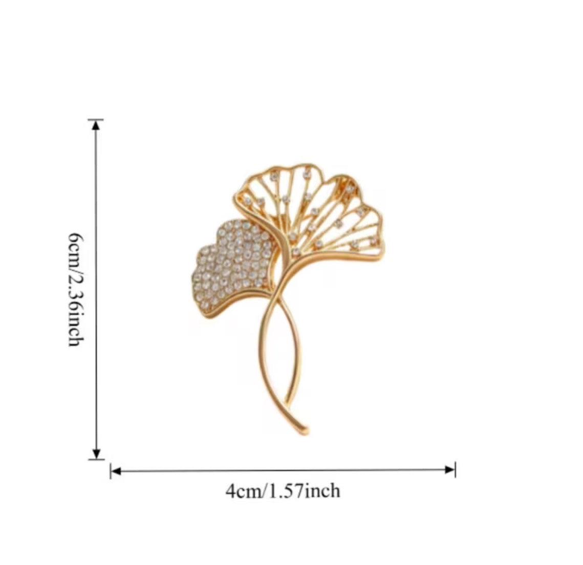 Gold Color Gingko Brooch