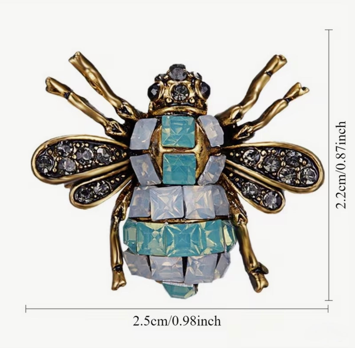 Turquoise Crystal Bee Brooch – Statement Jewellery Accessory