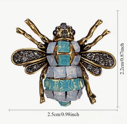 Turquoise Crystal Bee Brooch – Statement Jewellery Accessory