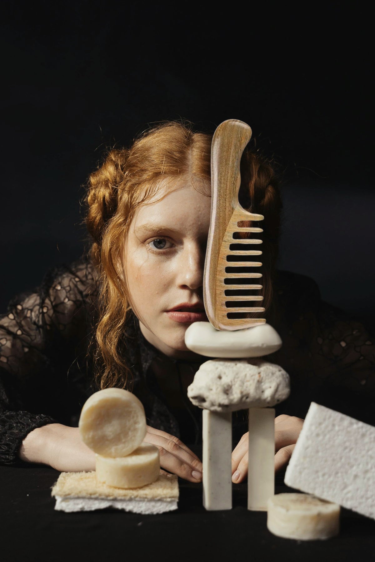 Artisan green sandalwood combs at Luna Cotton