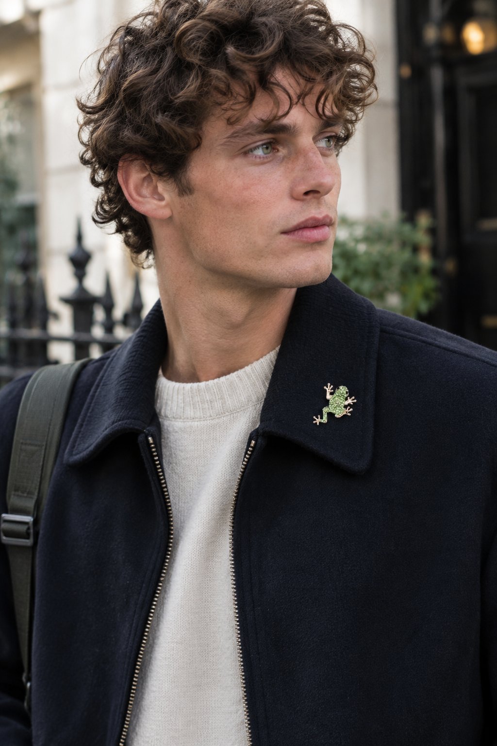 Tiny Green Frog Brooch