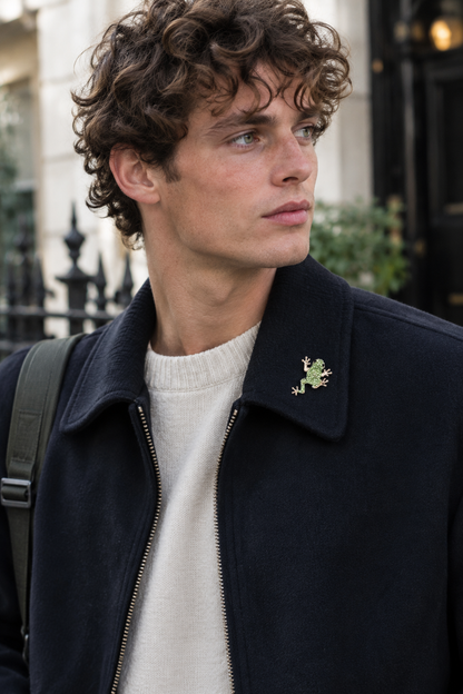 Tiny Green Frog Brooch