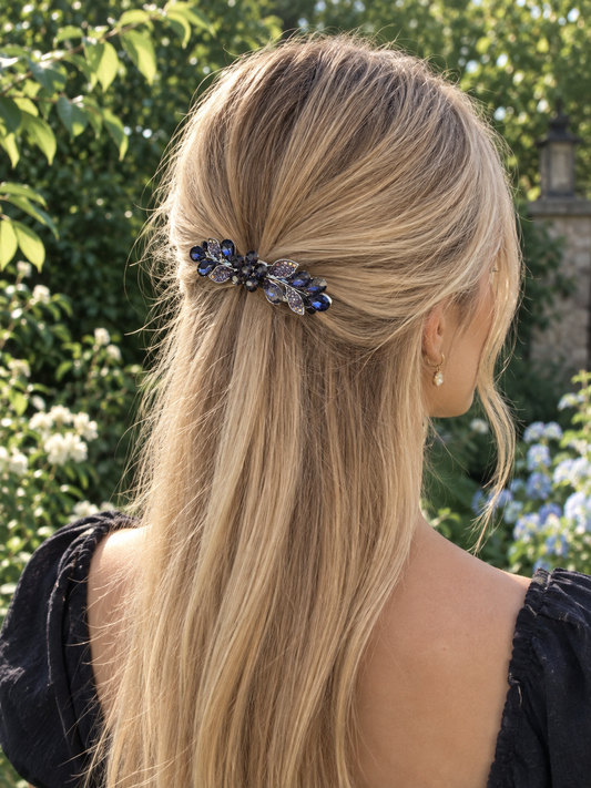 Purple Rhinestone Hair Clips